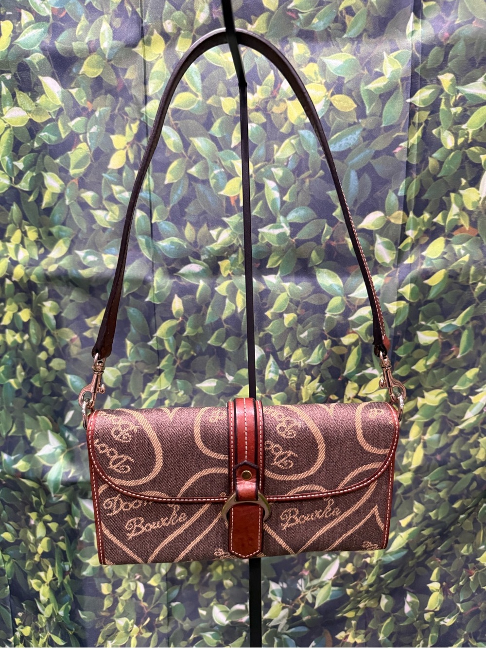 Dooney & Bourke Y2K Signature Anniversary Heart Canvas Leather Flap Shoulder Bag